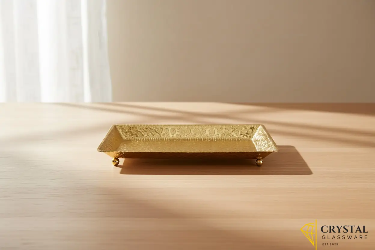 Elegant rectangular serving tray — Crystal Glassware Pakistan